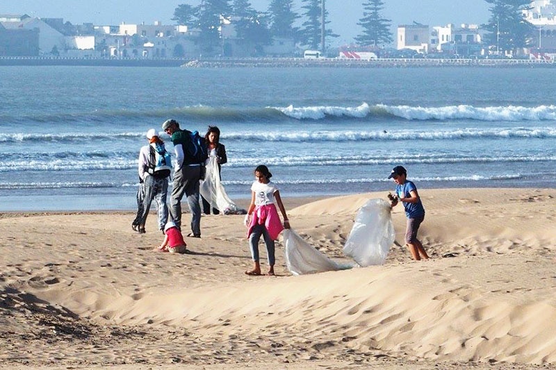 Essaouira beach cleaning
