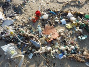 Plastik an einem Strand